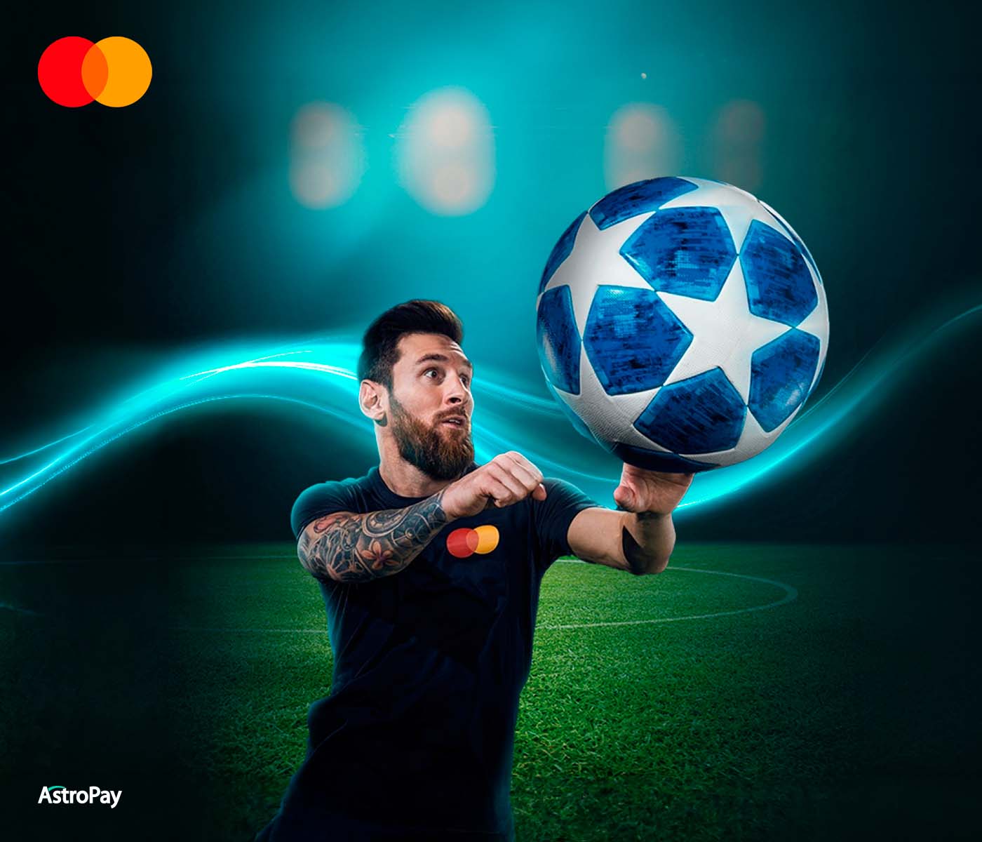 Astros do Futebol campaign thumbnail created for Mastercard and AstroPay by Colombian graphic designer David Ospino.