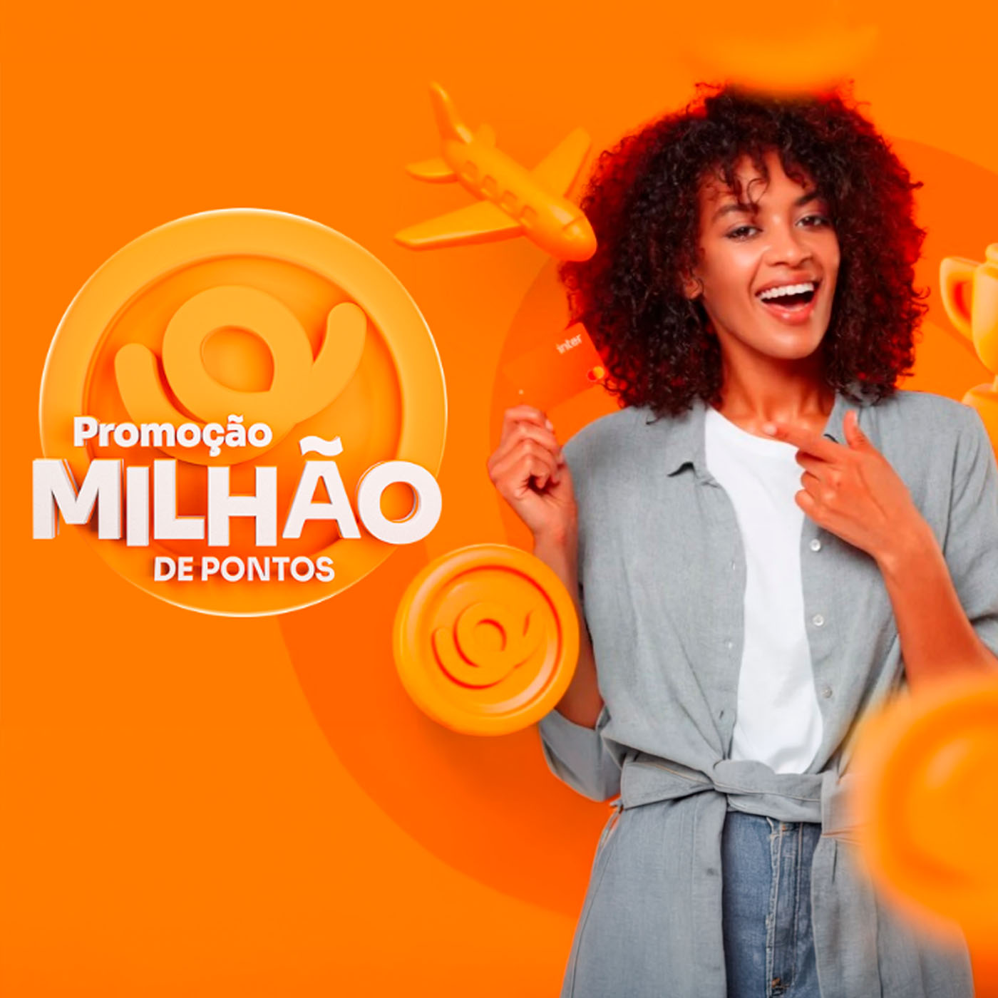 Inter Loop Million Points campaign thumbnail featuring a woman holding an Inter card against an orange branded background.