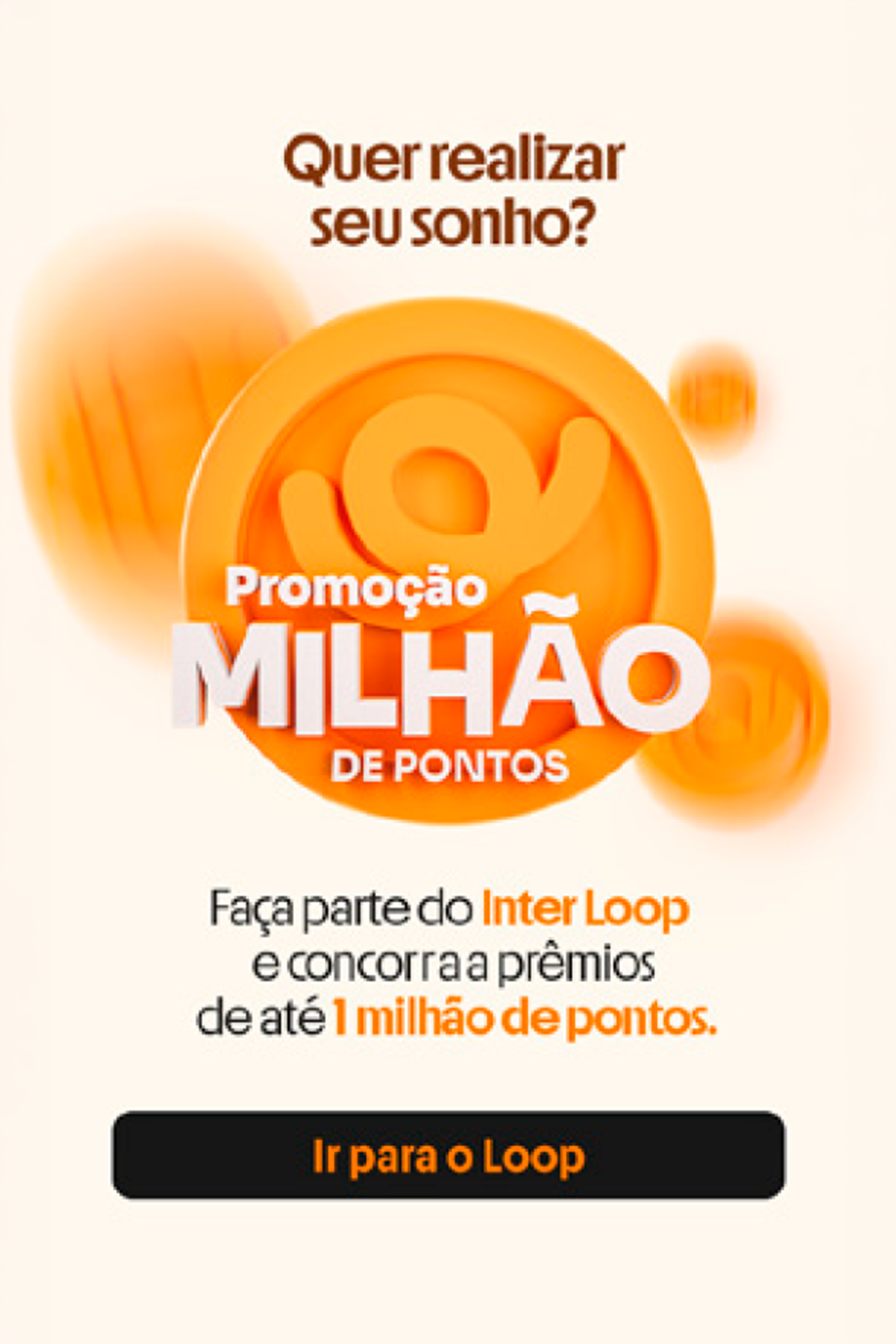 Vertical campaign design for Inter Loop inviting customers to win up to one million loyalty points.